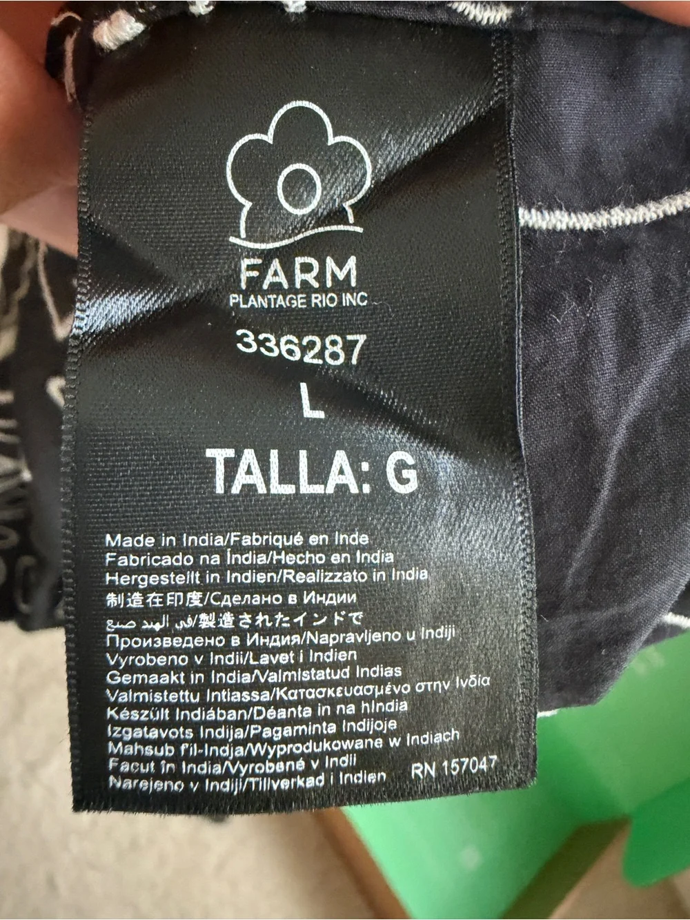 NWT | Sz L | FARM Rio Black & White Scallop-Trim Tiered Midi Dress - Picture 13 of 16